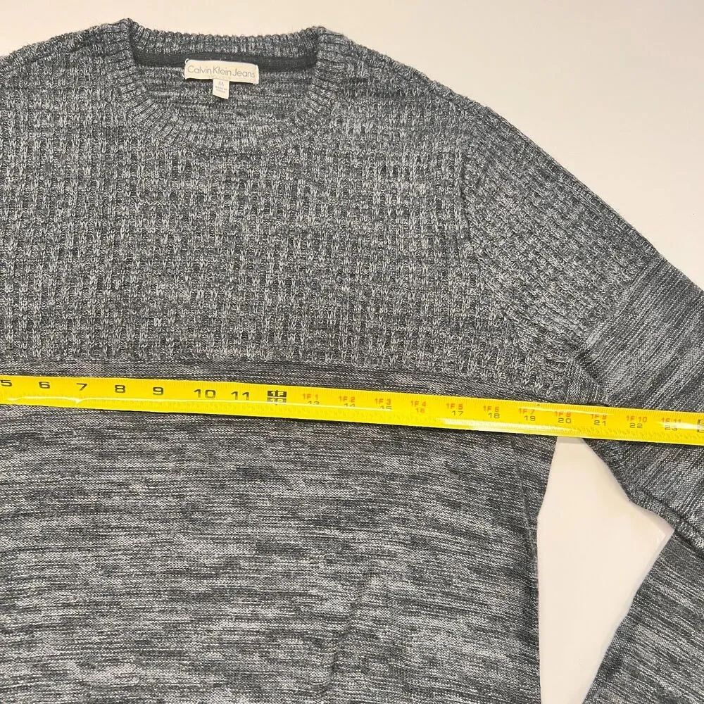 Calvin Klein Jeans Sweater Men Medium Gray Marled Crew Neck Knit Pullover